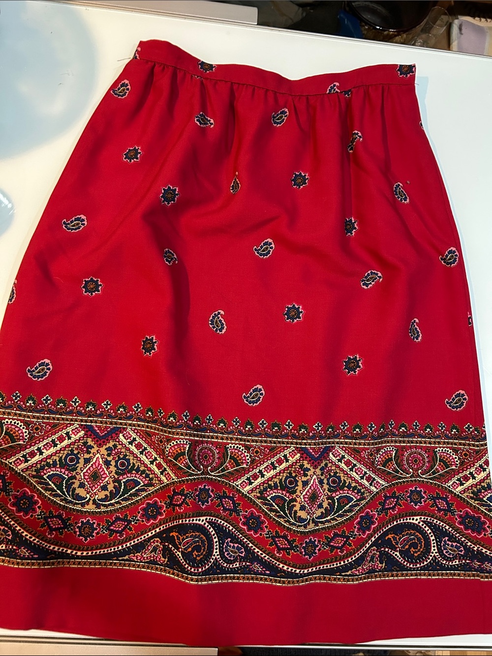 Vintage David Brooks definitely probably  wool Printed Border paisley  Skirt
